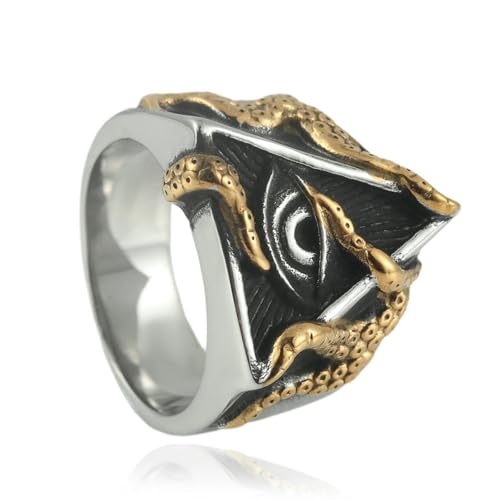 KUTCEK Vintage Punk Horus Augenring für Männer und Frauen – Edelstahl Oktopus-Design – Titanstahlschmuck – Retro-Schmuckgeschenk, 33 cm von KUTCEK