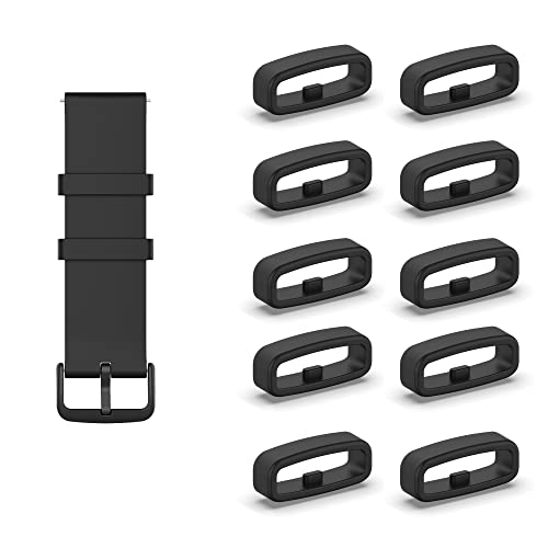 KUTEWEU 10 Stück Silikon Armbänder Schlaufe, Ersatzband Band Loops,Armband Schlaufe, Uhrenarmband Halter Keeper, Verschlussring Ersatz, Schlaufen für armband (20mm, Schwarz) von KUTEWEU