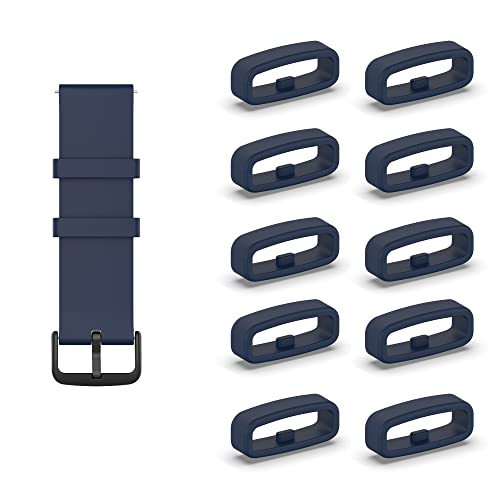 KUTEWEU 10 Stück Silikon Armbänder Schlaufe,Ersatzband Band Loops, Armband Schlaufe,Uhrenarmband Halter Keeper Verschlussring Ersatz Schlaufen für Watch armband (22mm, Blau) von KUTEWEU