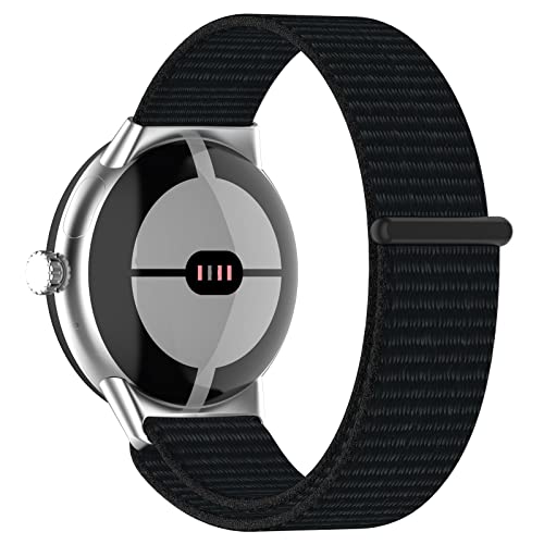 KUTEWEU Armbänder Kompatibel mit Google Pixel Watch Armband,Pixel Ersatzarmbänder,Nylonarmband Elastisch Sport Watchband Fitness Uhrenarmband Strap für Google Pixel Herren Damen (Schwarz) von KUTEWEU