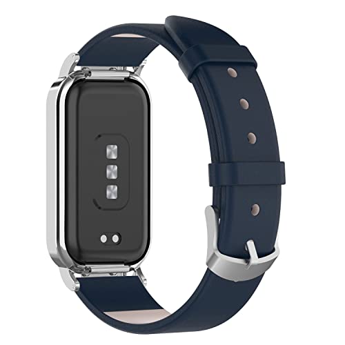 KUTEWEU Leder Armband Kompatibel mit Xiaomi Band 8 Active, Ersatz Uhrenarmband Weich PU Leder Armband für Xiaomi Band 8 Active - Damen Herren Ersatzarmband (Blau) von KUTEWEU