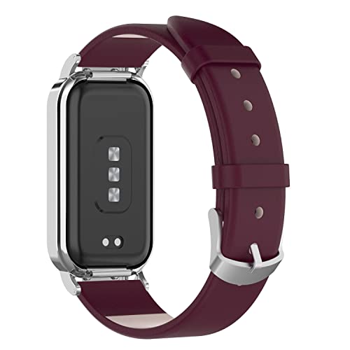 KUTEWEU Leder Armband Kompatibel mit Xiaomi Band 8 Active, Ersatz Uhrenarmband Weich PU Leder Armband für Xiaomi Band 8 Active - Damen Herren Ersatzarmband (Lila) von KUTEWEU