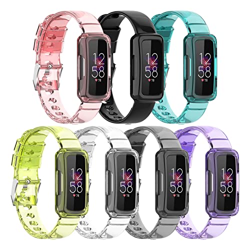 KUTEWEU Silikon Ersatzbänder für F itbit inspire 3, Clear Ersatzarmbänder Straps, Armbänder mit Verstellbare Bracelet Sport Armband für F itbit Inspire3 Zubehör (7 Stück) von KUTEWEU