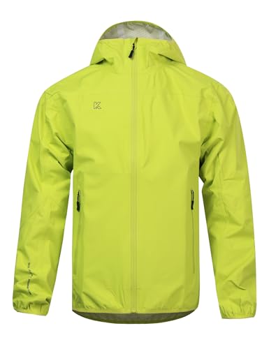 KUTOOK Fahrradjacke Regenjacke Laufjacke Herren Sport Outdoor Jacke Wasserdicht Atmungsaktiv Faltbar mit Kapuze 2 Taschen Dünn Wanderjacke Windbreaker Laufen Trekking Radsport Grün 3XL von KUTOOK