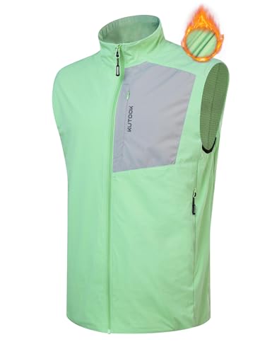 KUTOOK Softshell Weste Outdoorweste Fahrradweste Laufweste Ärmellose Jacke Herren Winddicht Wasserdicht Laufweste Leicht für Radsport Laufen Wandern Golf Alltag Grün XL von KUTOOK