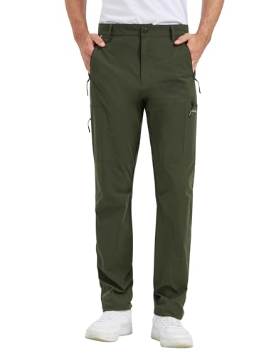 KUTOOK Hiking Outdoor Trousers Men's mit Multi Taschen Outdoor Pants Wanderhose Herren schnell trocknende und kühlende aus 4-Wege-Stretch für Hiking Wandern OutdoortMilitärgrün L von KUTOOK