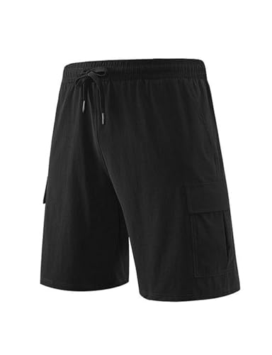 KUTOOK Kurze Hose Herren Moutainbike Hose Sommer Wandershorts Cargohose Arbeitshose Fahrrad MTB Cargo Schwarz L von KUTOOK