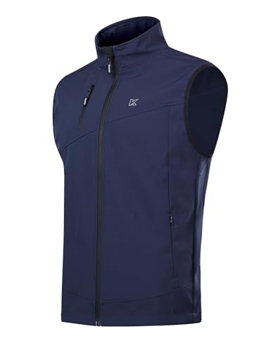 KUTOOK Laufweste Herren Outdoor Weste Golf Running Herbst Wasserdicht Winddicht Fleece Fahrradweste Ärmellose Jacke Softshell Softshelljacke Fahrrad Wanderweste Blau XL von KUTOOK