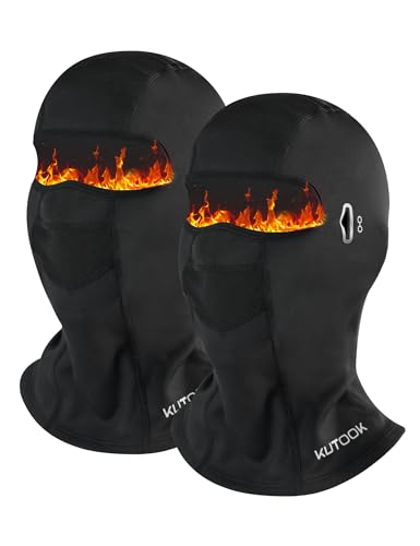 KUTOOK Skimaske Sturmhauben Balaclavas Gesichtshaube Motorradmaske Fahrrad Gesichtsmaske 2 Stücke Kombination Winter Warm Winddicht Thermo Multifunktional Herren Damen Schwarz&Schwarz von KUTOOK