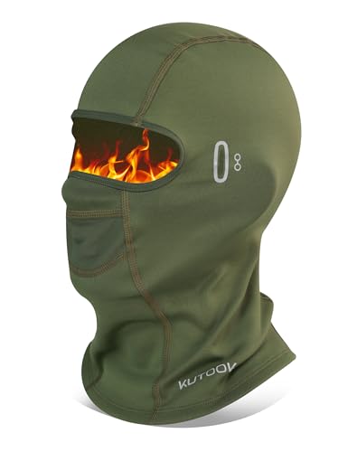 KUTOOK Skimaske Sturmhauben Balaclavas Gesichtshaube Motorradmaske Fahrrad Gesichtsmaske Winter Warm Winddicht Thermo Multifunktional Herren Damen Grün von KUTOOK