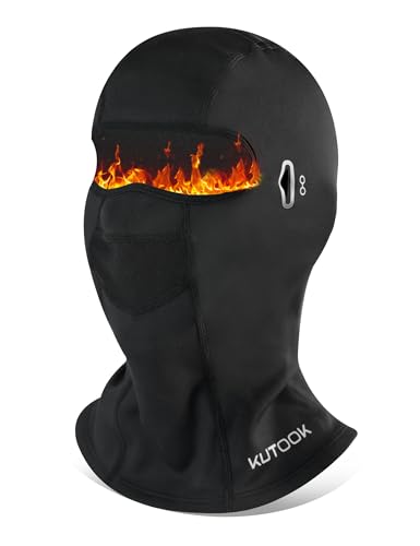 KUTOOK Skimaske Sturmhauben Balaclavas Gesichtshaube Motorradmaske Fahrrad Gesichtsmaske Winter Warm Winddicht Thermo Multifunktional Herren Damen Schwarz von KUTOOK