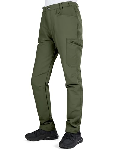KUTOOK Softshell Wanderhose Damen Wasserdicht Outdoor Hose Softshellhose Thermohose Trekking Ski Motorrad Fahrrad Grün M von KUTOOK