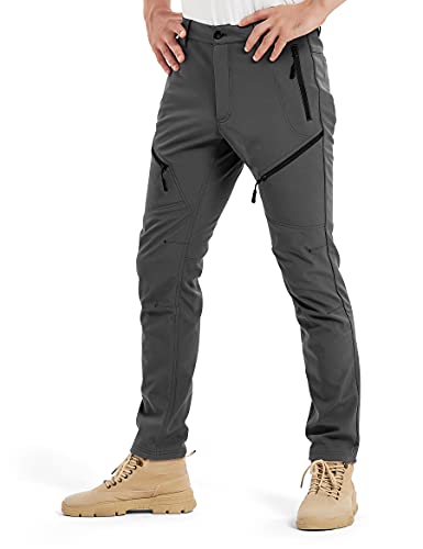 KUTOOK Softshellhose Herren Hose wasserdichte Wanderhose Winter Outdoor Thermo Trekkinghose Waterproof Atmungsaktiv Arbeitshose Sportbekleidung Grau 2XL von KUTOOK