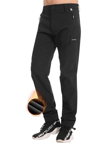 KUTOOK Softshellhose Trekkinghose Wanderhose Outdoorhose Herren Lang Winddicht Winter Kratzfest rutschfest Elastisch mit 5 Taschen Trekking Outdoorsport Schwarz 2XL von KUTOOK