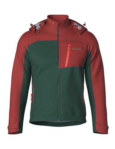 KUTOOK Softshelljacke Herren Winter Wasserdicht Atmungsaktiv Warm Fleece Gefütterte Softshell Jacke Winnddicht Thermo Funktionsjacke Outdoorjacke für Outdoor Wandern Bergsteigen Grün&Rot L von KUTOOK
