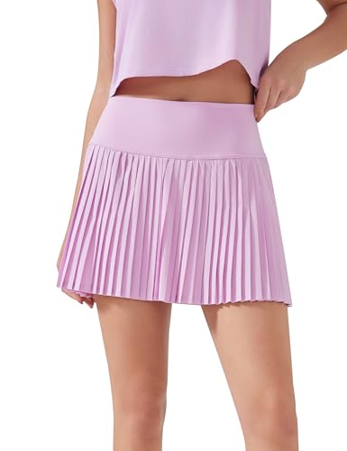 KUTOOK Tennisrock Damen Tenniskleid Wanderrock Mit Innenhose Mädchen Sportrock Hohe Taille Plisseerock Rock Golfrock Sportkleid Vitamin Rosa M von KUTOOK