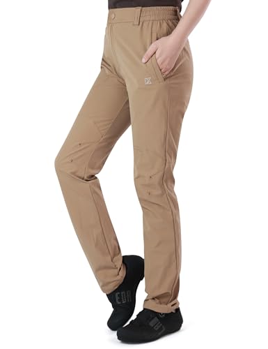KUTOOK Wanderhose Damen Sommer Lang Leicht Jogginghose Dünn mit Taschen Trekkinghose Outdoorhose Atmungsaktiv Schnell Trocknend Freizeit Reise Wandern Khaki L von KUTOOK