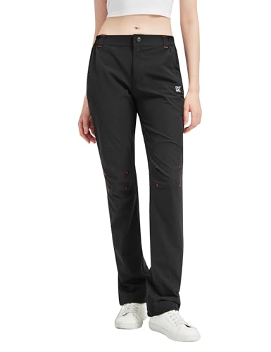 KUTOOK Wanderhose Damen Sommer Lang Leicht Jogginghose Dünn mit Taschen Trekkinghose Outdoorhose Atmungsaktiv Schnell Trocknend Freizeit Reise Wandern Schwarz S von KUTOOK