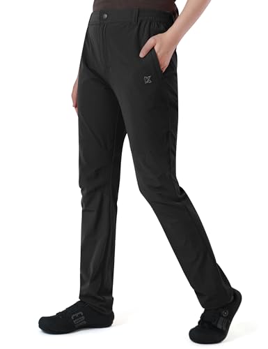 KUTOOK Wanderhose Damen Sommer Lang Leicht Jogginghose Dünn mit Taschen Trekkinghose Outdoorhose Atmungsaktiv Schnell Trocknend Freizeit Reise Wandern Schwarz XL von KUTOOK