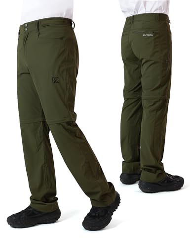 KUTOOK Wanderhose Herren Zip Off Sommer Outdoor Hose Funktionshose Trekkinghose Outdoorhose Wasserdicht Shorts Grün L von KUTOOK
