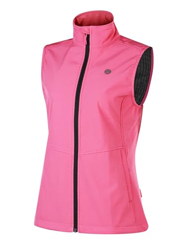 KUTOOK Weste Damen Sommer Leicht Ärmellos Laufweste Sportweste Fahrradweste Radweste Winter Softshell Fleece für Outdoor Hundesport Golf Rosa XXL von KUTOOK