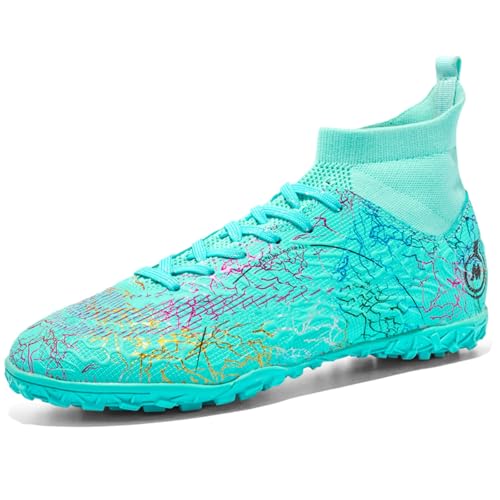 KUUK Fussballschuhe Kinder Kunstrasen Turf Fußballschuhe Hallenschuhe Für Jungen Mädchen AG FG TF Trainingsschuhe (028 Grün TF 37) von KUUK