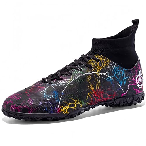 KUUK Fussballschuhe Kinder Kunstrasen Turf Fußballschuhe Hallenschuhe Für Jungen Mädchen AG FG TF Trainingsschuhe (028 Schwarz TF 36) von KUUK
