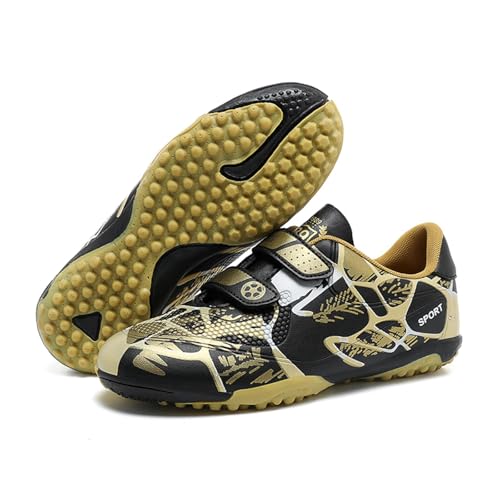 KUUK Fussballschuhe Kinder Kunstrasen Turf Fußballschuhe Hallenschuhe Für Jungen Mädchen AG FG TF Trainingsschuhe (166 Gold TF 30) von KUUK