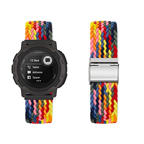 Armband für Garmin Instinct 2/Instinct 2 Solar ArmBand, Nylon Geflochtenes Armbänder Rostfreier Stahl Ersatz Einstellbares Loop Band für Garmin Instinct 2/Instinct 2 Solar ArmBand (Q) von KUWAI