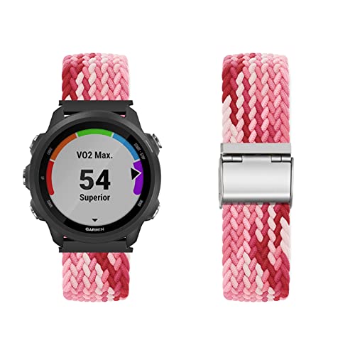 Band für Garmin Forerunner 245/55 ArmBand Nylon Geflochtenes Loop Band für Garmin Forerunner 245/55 Armband für Herren Damen Rostfreier Stahl Armbänder mit Garmin Forerunner 245/55 (M) von KUWAI