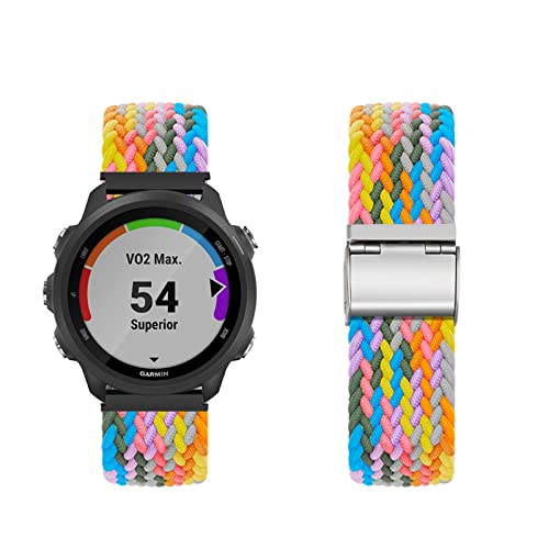 Band für Garmin Forerunner 245/55 ArmBand Nylon Geflochtenes Loop Band für Garmin Forerunner 245/55 Armband für Herren Damen Rostfreier Stahl Armbänder mit Garmin Forerunner 245/55 (N) von KUWAI