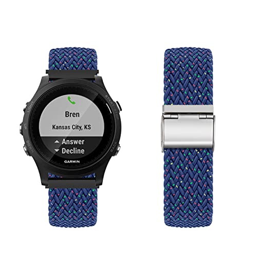 Band für Garmin Forerunner 255S/255S Music ArmBand Nylon Geflochtenes Loop Band für Herren Damen Rostfreier Stahl Einstellbares Armbänder mit Garmin Forerunner 255S/255S Music (E) von KUWAI