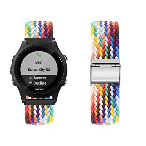 Band für Garmin Forerunner 255S/255S Music ArmBand Nylon Geflochtenes Loop Band für Herren Damen Rostfreier Stahl Einstellbares Armbänder mit Garmin Forerunner 255S/255S Music (L) von KUWAI