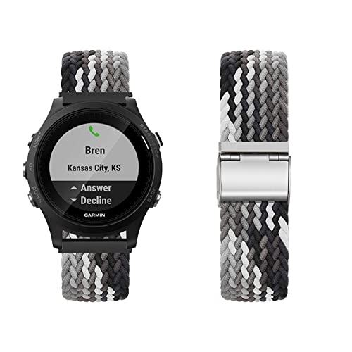 Band für Garmin Forerunner 255S/255S Music ArmBand Nylon Geflochtenes Loop Band für Herren Damen Rostfreier Stahl Einstellbares Armbänder mit Garmin Forerunner 255S/255S Music (P) von KUWAI