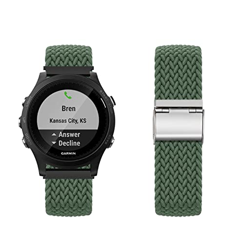 Band für Garmin Forerunner 255S/255S Music ArmBand Nylon Geflochtenes Loop Band für Herren Damen Rostfreier Stahl Einstellbares Armbänder mit Garmin Forerunner 255S/255S Music (Y) von KUWAI