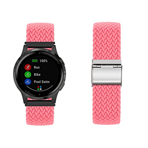 Band für Garmin Vivoactive 4S/3S ArmBand Nylon Geflochtenes Loop Band für Garmin Vivoactive 4S/3S Armband für Herren Damen Rostfreier Stahl Einstellbares Armbänder mit Garmin Vivoactive 4S/3S (O) von KUWAI