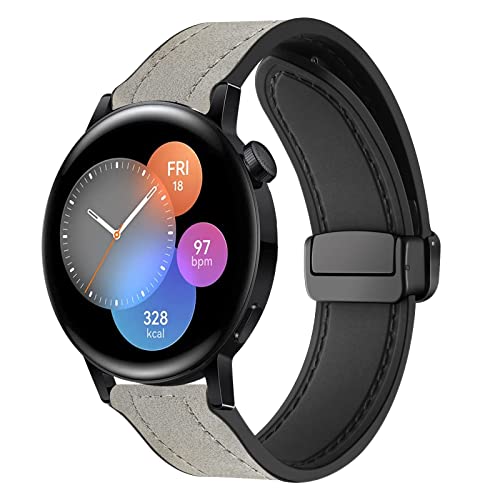 Band für Huawei Watch GT 3 42mm Armband Magnetisch PU Leder Silikon Armbänder mit Huawei Watch GT3 42mm Leder Armband für Damen Herren Loop Band mit Huawei Watch GT3 42mm Armband (C) von KUWAI