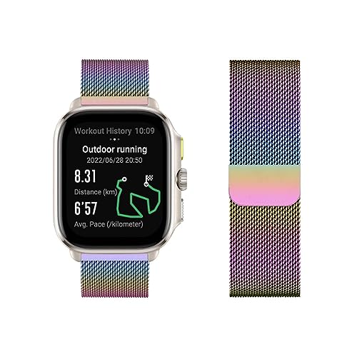 KUWAI Armbänder für Amazfit Cheetah Square Armband, Rostfreie Stähle Magnetischer Armband für Amazfit Cheetah Square Armbänder für Männer Frauen Bunt Band für Amazfit Cheetah Square Armband (E) von KUWAI