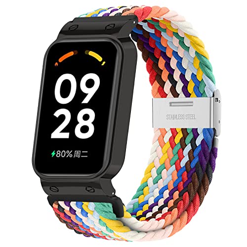 KUWAI Armband für Redmi Smart Band 2 ArmBand, Nylon Geflochtenes Armbänder mit Redmi Smart Band 2 ArmBand Rostfreier Stahl Ersatz Einstellbares Loop Band für Redmi Smart Band 2 ArmBand (B) von KUWAI