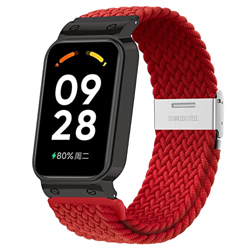 KUWAI Armband für Redmi Smart Band 2 ArmBand, Nylon Geflochtenes Armbänder mit Redmi Smart Band 2 ArmBand Rostfreier Stahl Ersatz Einstellbares Loop Band für Redmi Smart Band 2 ArmBand (J) von KUWAI