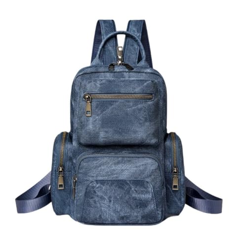 KUWHSIOP Damen PU Leder Kleiner Rucksack Handtasche Cabrio Schultertasche Damen Lässig Reise Arbeit Satchel Taschen,Blau von KUWHSIOP