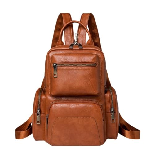 KUWHSIOP Damen PU Leder Kleiner Rucksack Handtasche Cabrio Schultertasche Damen Lässig Reise Arbeit Satchel Taschen,Braun von KUWHSIOP