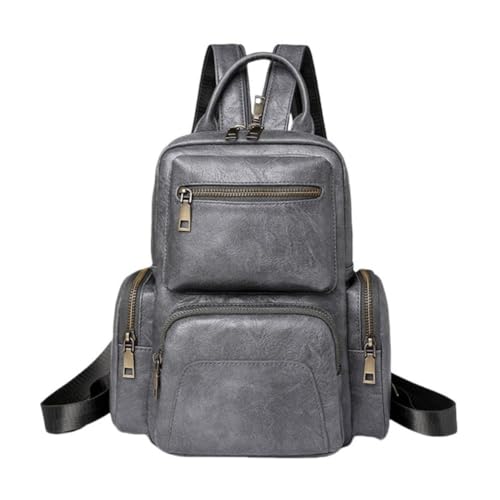 KUWHSIOP Damen PU Leder Kleiner Rucksack Handtasche Cabrio Schultertasche Damen Lässig Reise Arbeit Satchel Taschen,Grau von KUWHSIOP