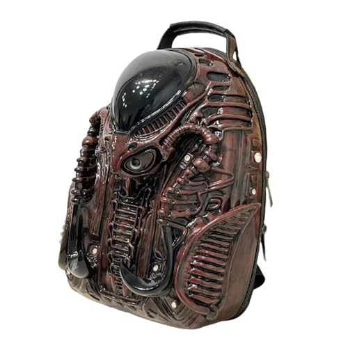 KUWHSIOP Personalisierter Punk-Rucksack-Tagesrucksack für Männer und Frauen PU-Leder Y2K Einzigartiger Cooler Street-Rucksack mit Reißverschluss, Laptoptasche,Braun von KUWHSIOP