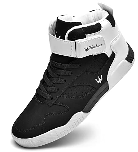 KUXIE Schuhe Herren High Top Mode Sneakers Outdoor Casual Sportschuhe Training Lederschuhe Herren Flats, M729-schwarz, 43 EU von KUXIE
