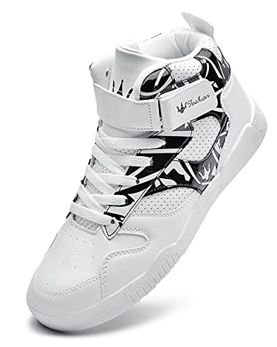 KUXIE Schuhe Herren High Top Mode Sneakers Outdoor Casual Sportschuhe Training Lederschuhe Herren Flats, M729-weiß-schwarz, 42.5 EU von KUXIE