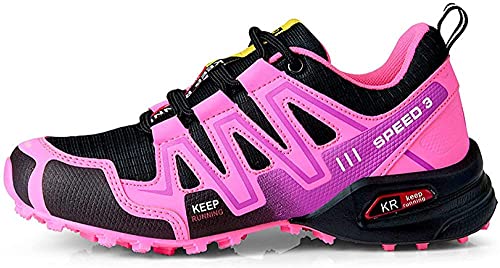 KUXUAN Fahrrad Schuhe Damen - Mountainbike-Schuhe,Eva Zwischensohle,Gittergewebe, Gummi-Laufsohle - für Outdoor-Sportarten,Pink-37EU von KUXUAN