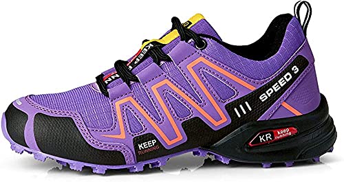 KUXUAN Fahrrad Schuhe Damen - Mountainbike-Schuhe,Eva Zwischensohle,Gittergewebe, Gummi-Laufsohle - für Outdoor-Sportarten,Purple-41EU von KUXUAN