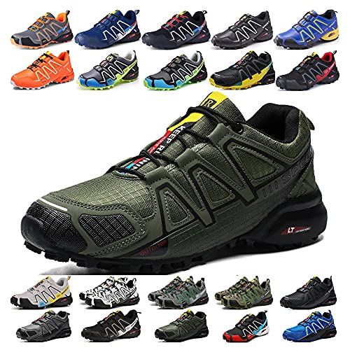 KUXUAN Fahrradschuhe Herren Indoor Fahrradschuhe Ohne Schloss,wasserdichte Mountainbike-Fahrradschuhe,rutschfeste Outdoor-Sportschuhe,Green3-42 von KUXUAN