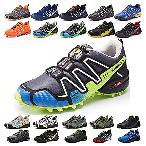 KUXUAN Fahrradschuhe Herren Indoor Fahrradschuhe Ohne Schloss,wasserdichte Mountainbike-Fahrradschuhe,rutschfeste Outdoor-Sportschuhe,Grey+Blue1-43 von KUXUAN